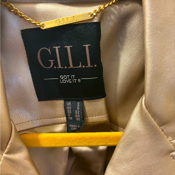 G.I.L.I Women's Gold Multi Colored Short Faux Leather Moto Jacket S NEW - Picture 6 of 6